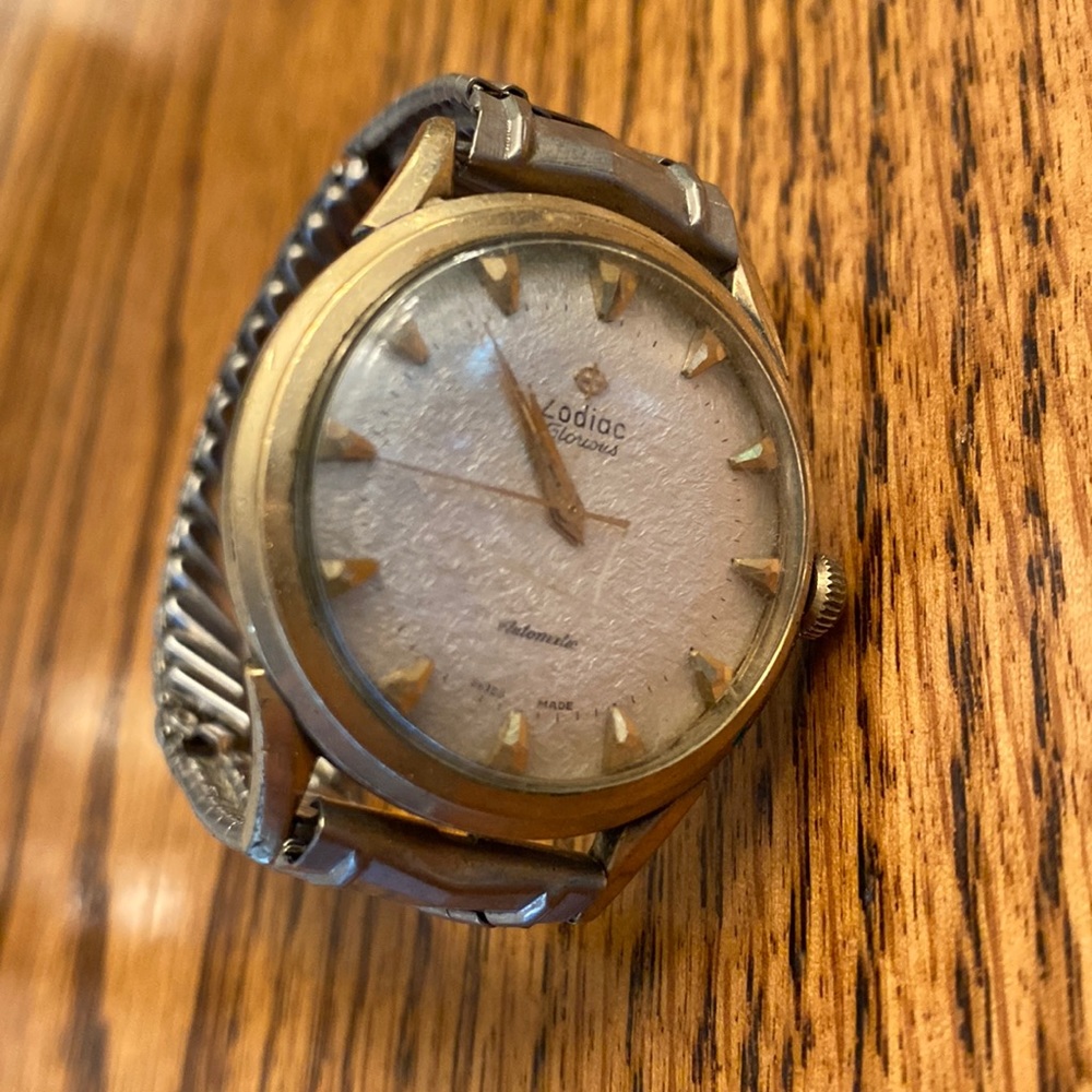 Vintage Zodiac Glorious Automatic Swiss Made Men Wrist Watch Stretch Band WORKS